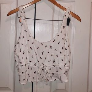 White top with roses